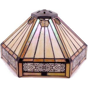 Tiffany Lamp Shade Replacement W12H6 Inch Yellow Stained Glass Mission Hexagon S